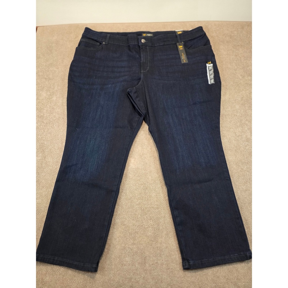NWT Lee Plus Relaxed Fit Straight Leg Jeans Niagara Dark Wash 28W Petite New